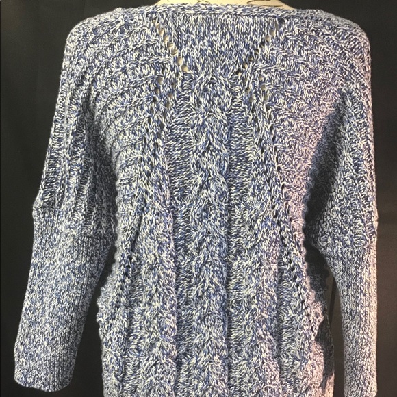 Express Blue White Cable Knit Slouch Sweater Med - Picture 7 of 8